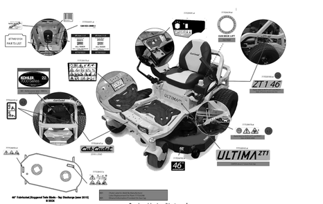 Label Map Diagram and Parts List for ZT1-46KH (17TREACN010)(2022) Cub Cadet Lawn Tractor